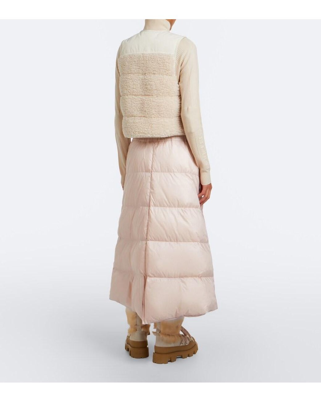 Moncler Pink Down-Paneled Midi Skirt