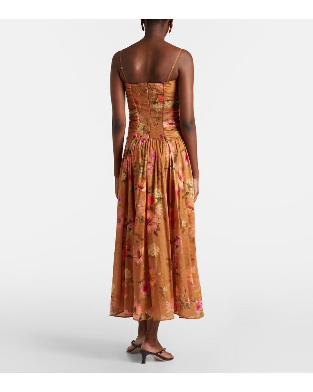 Zimmermann Orange Mahon Floral Silk Maxi Dress