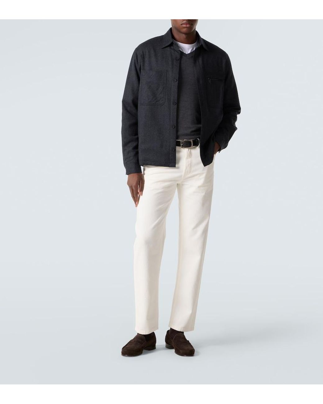 Zegna Blue Wool Overshirt for men