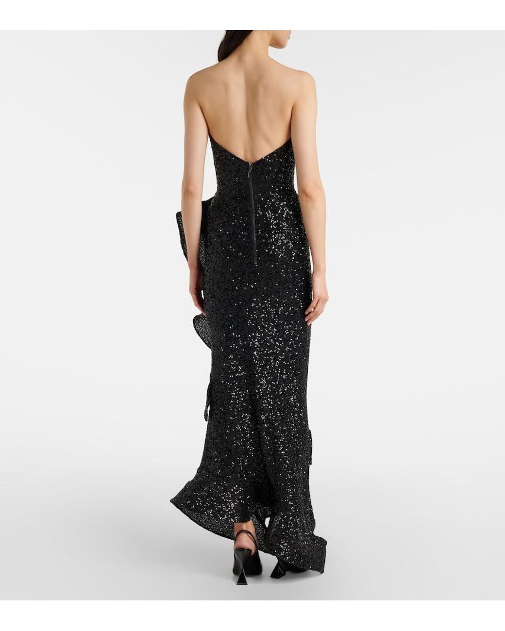 Maticevski Black Thistle Wave Ruffled Sequined Gown