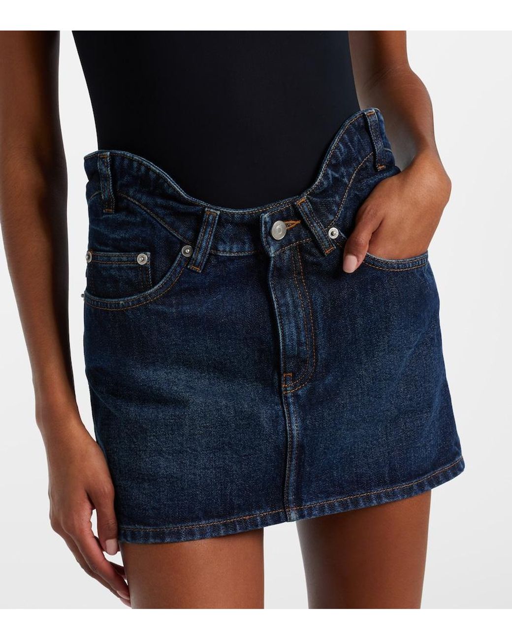 Jean Paul Gaultier Blue Curved Denim Miniskirt