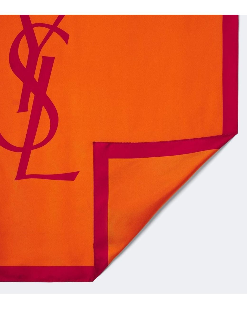 Saint Laurent Orange Cassandre Silk Twill Scarf
