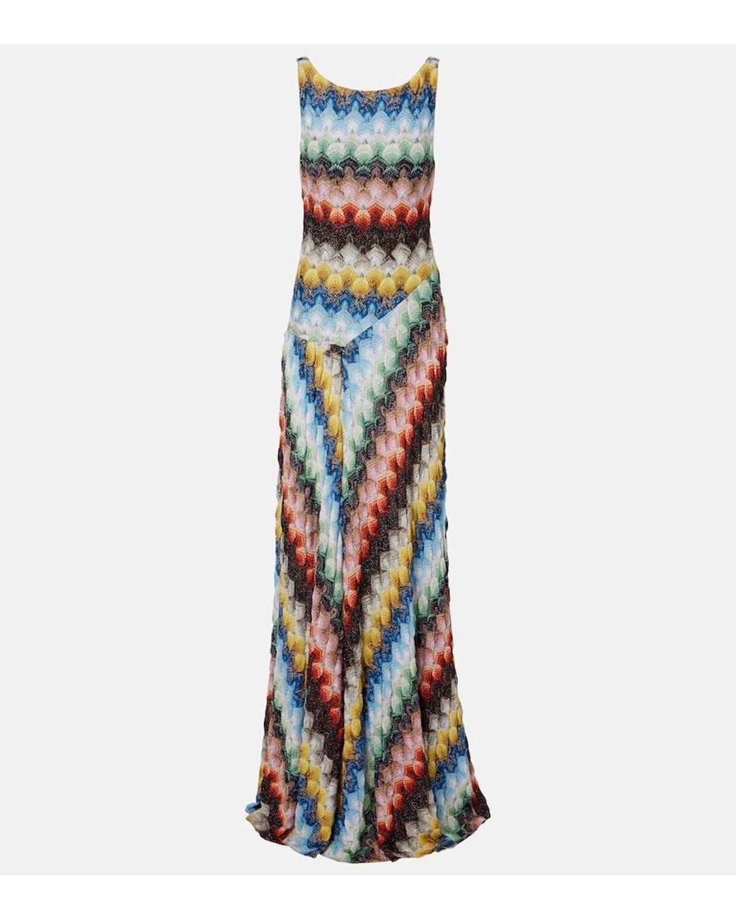 Missoni White Open-Back Lame Maxi Dress