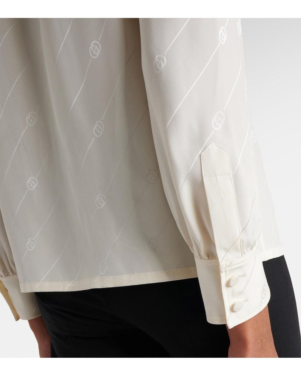 Gucci White Silk Crêpe Satin Interlocking G Shirt