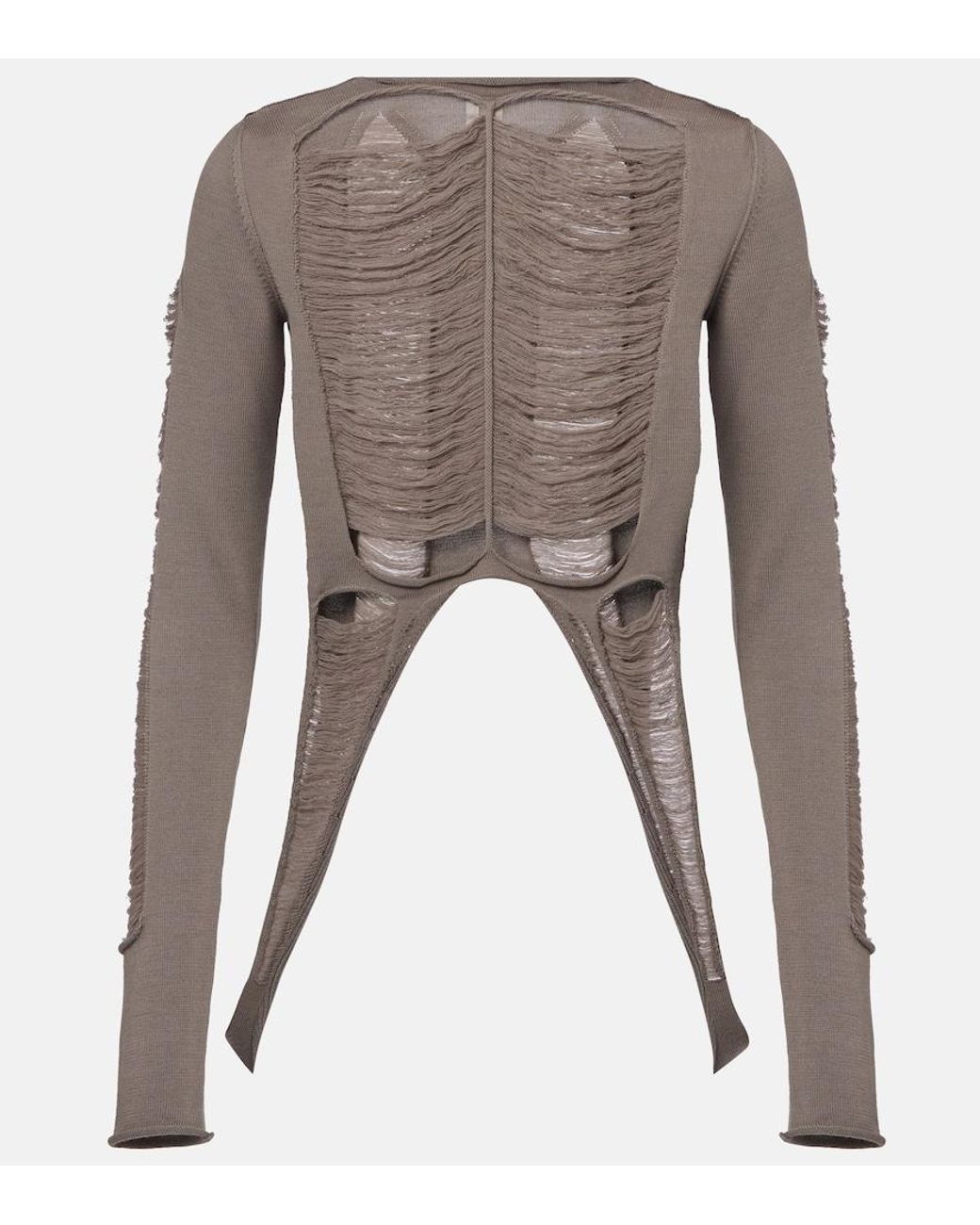 Rick Owens Gray Distressed Wool Top