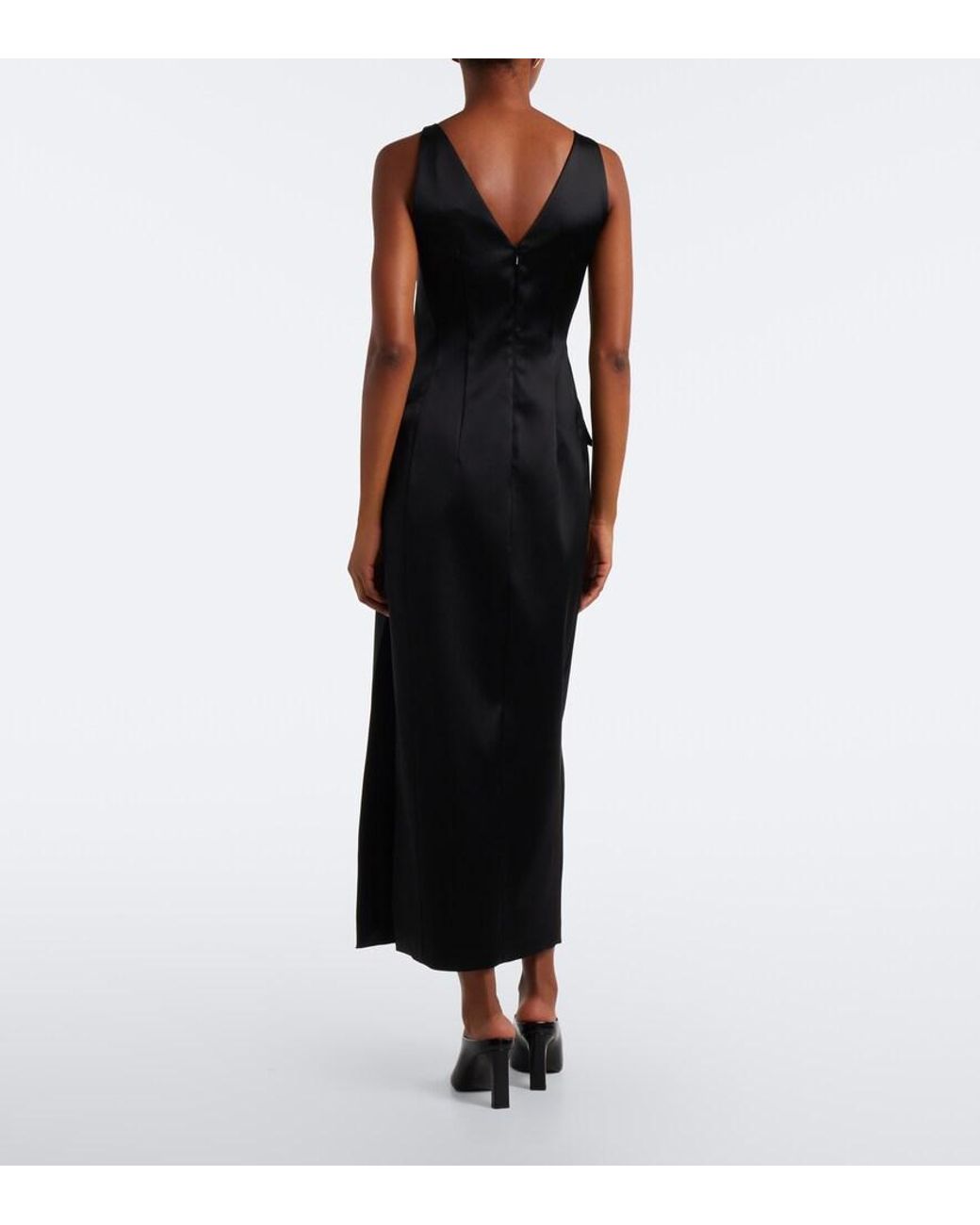 Sportmax Black Satin Cocktail Dress