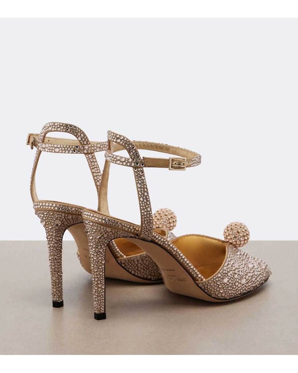 Jimmy Choo Metallic Sacora Crystal-Embellished Sandals