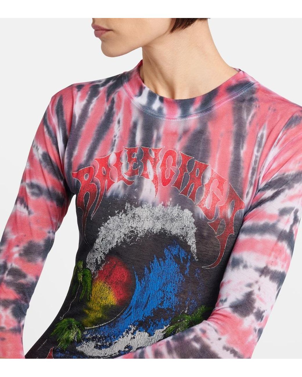Balenciaga Blue Printed Tie-Dye Cotton-Blend Jersey Maxi Dress