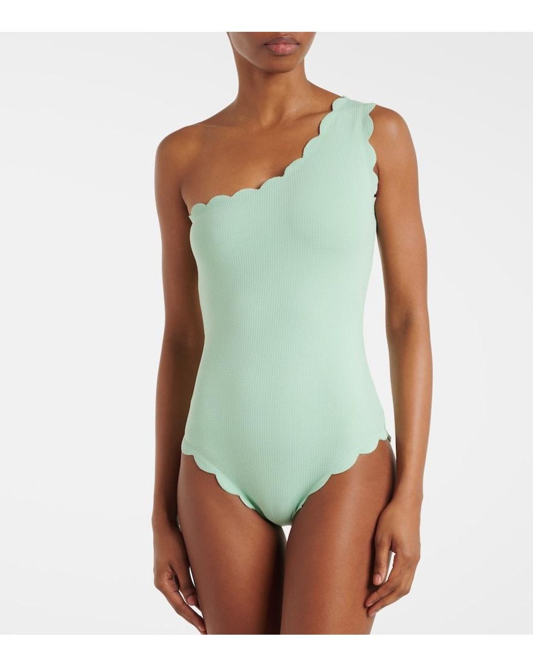 Marysia Swim Green Santa Barbara One-Shoulder Swimsuit
