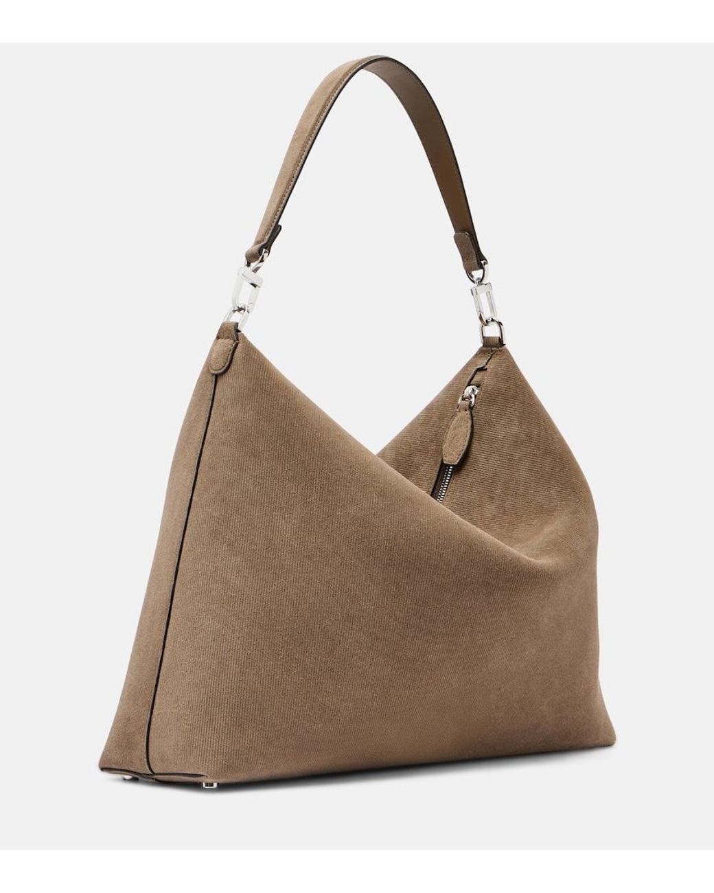 Totême  Brown Bevel Medium Suede Shoulder Bag