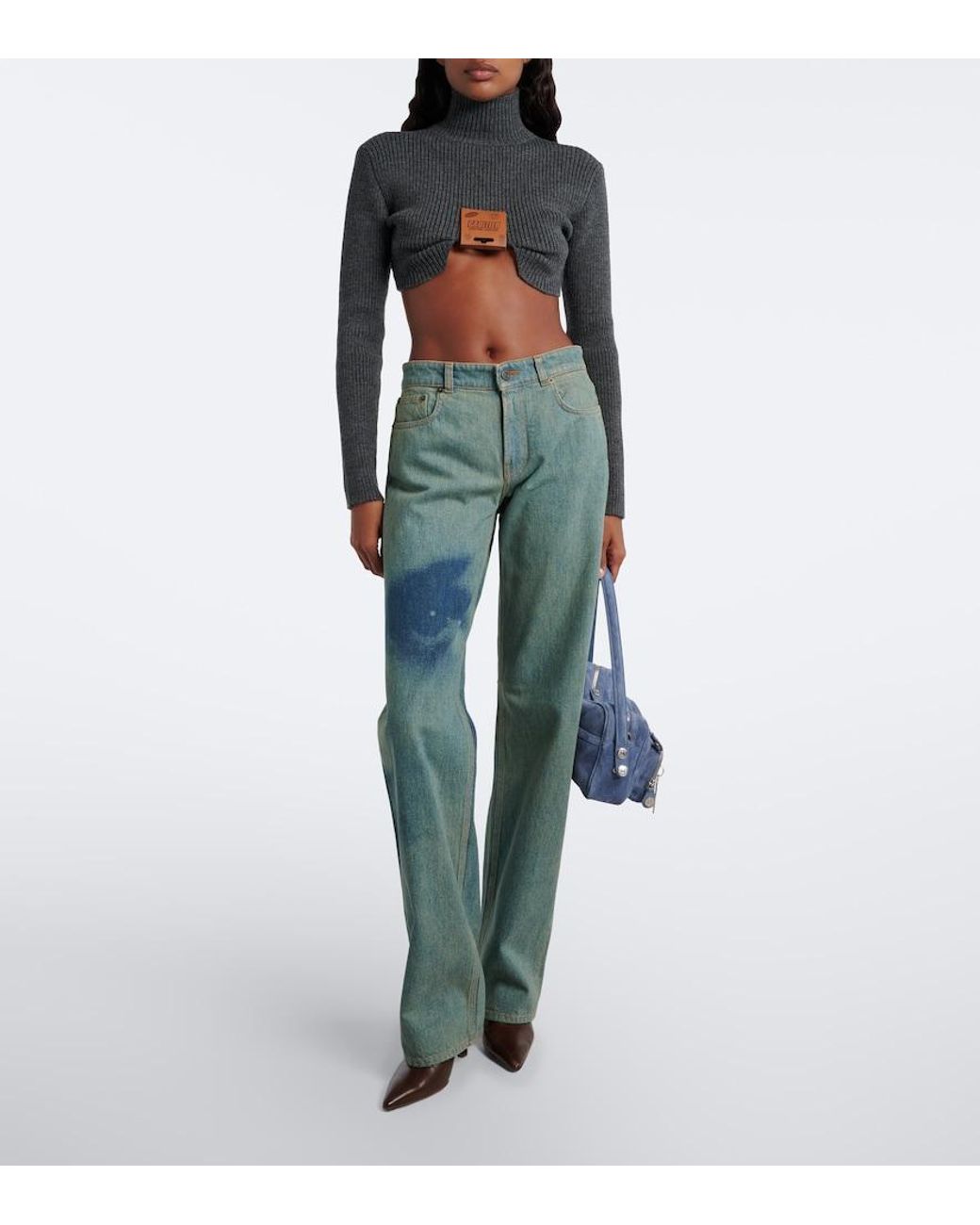 Jean Paul Gaultier Blue Printed Straight Jeans