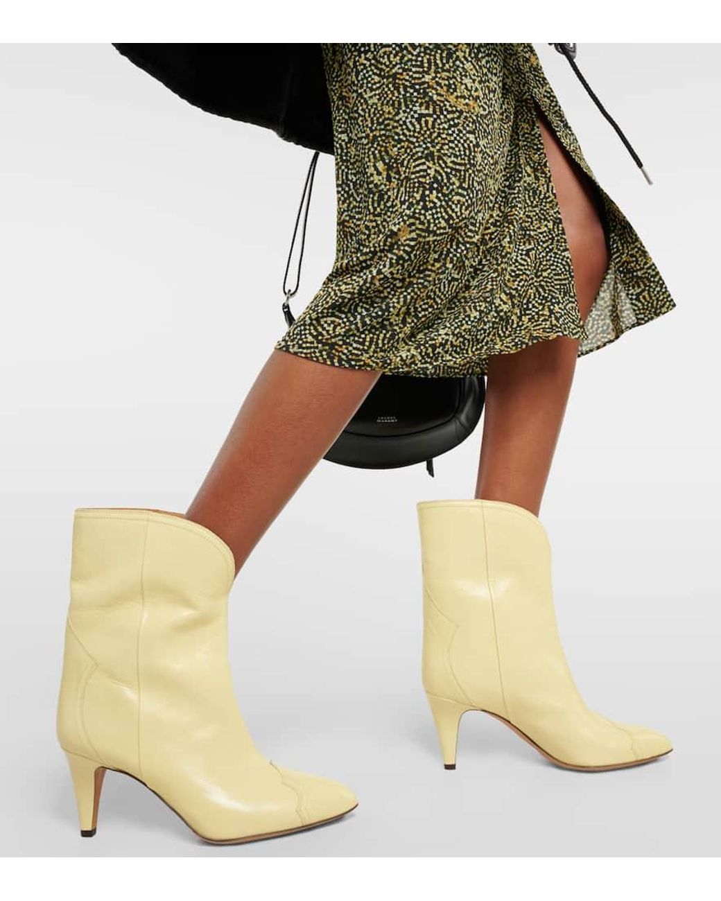 Isabel Marant Dytho Leather Ankle Boots in Yellow Lyst