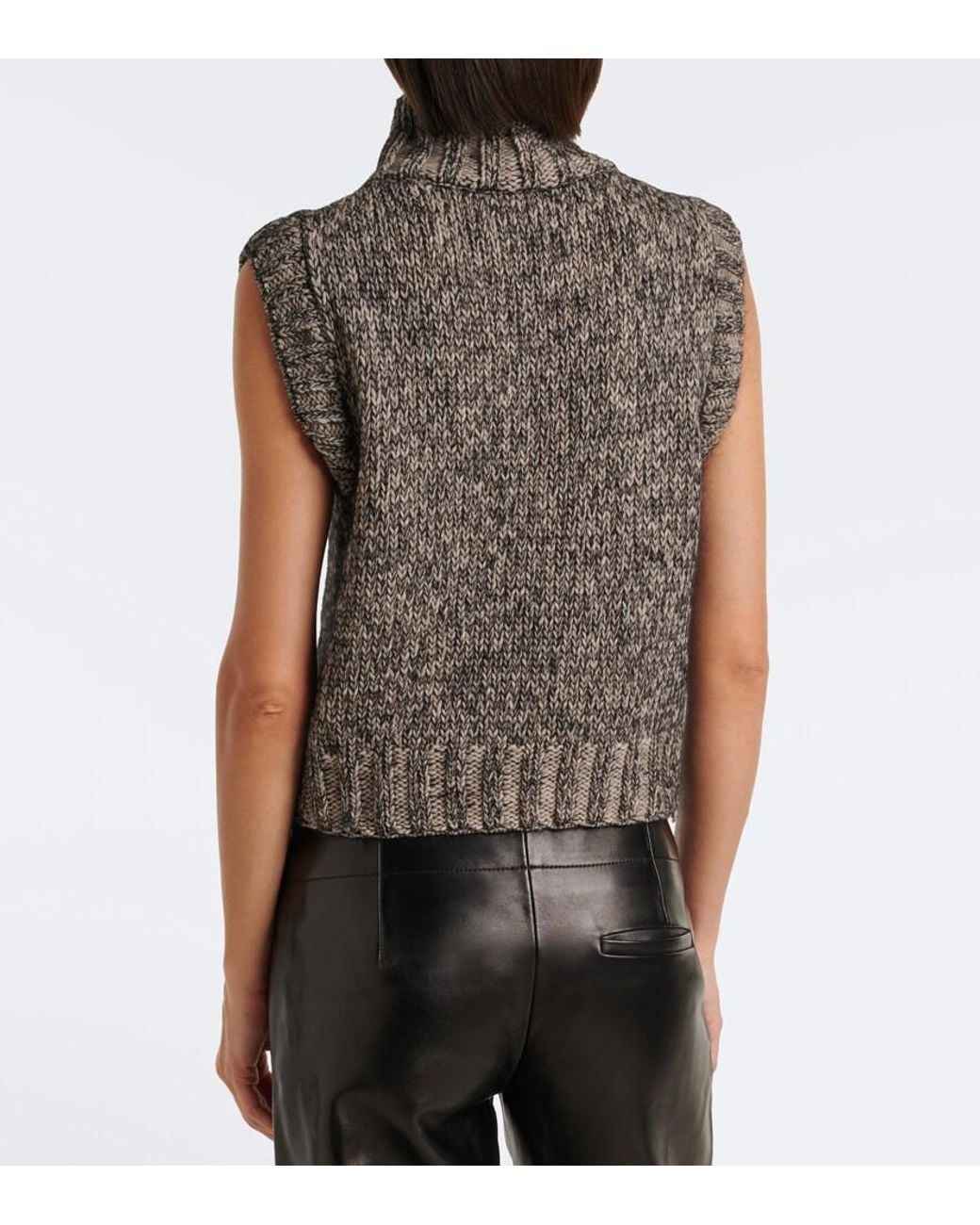 Khaite Gray Cashmere, Mohair, And Silk Turtleneck Vest