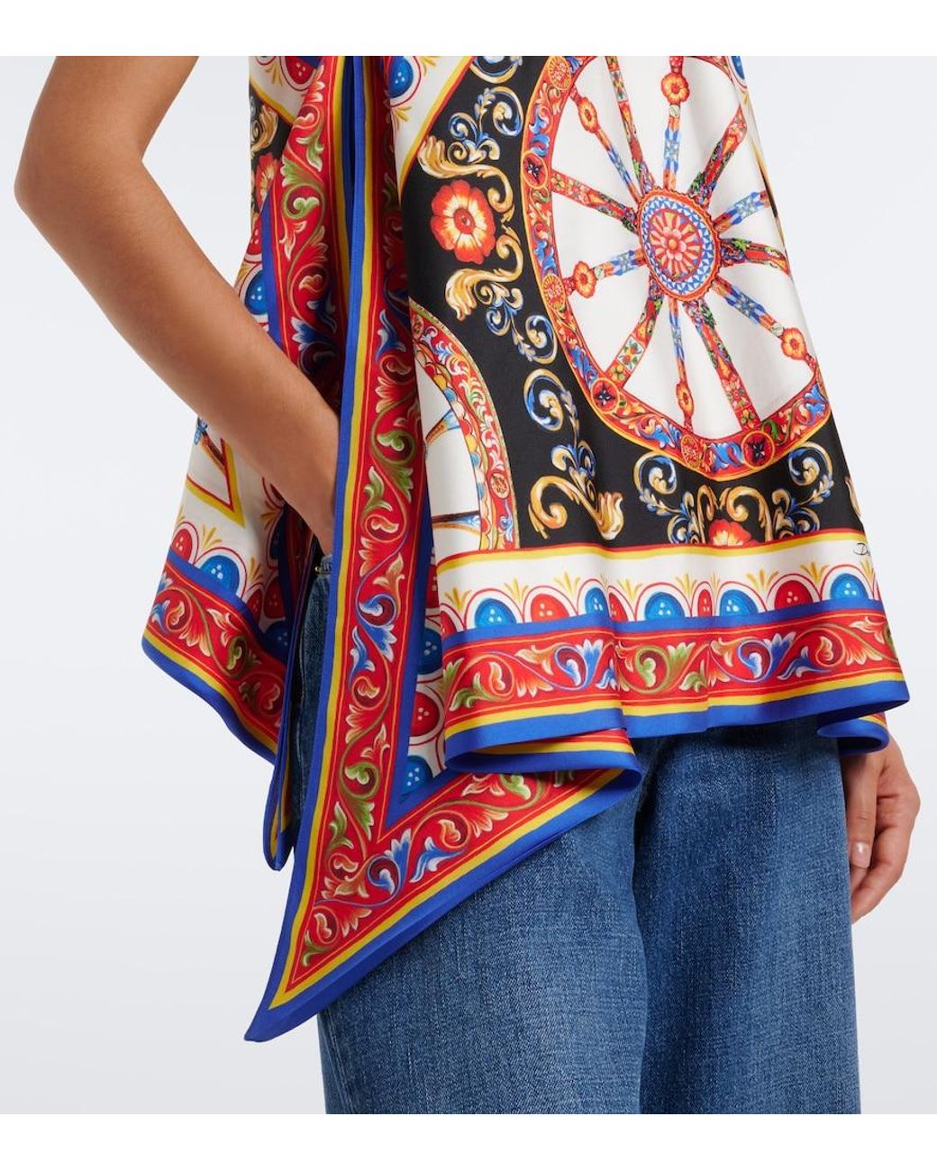 Dolce & Gabbana Red Carretto Silk Twill Halterneck Top