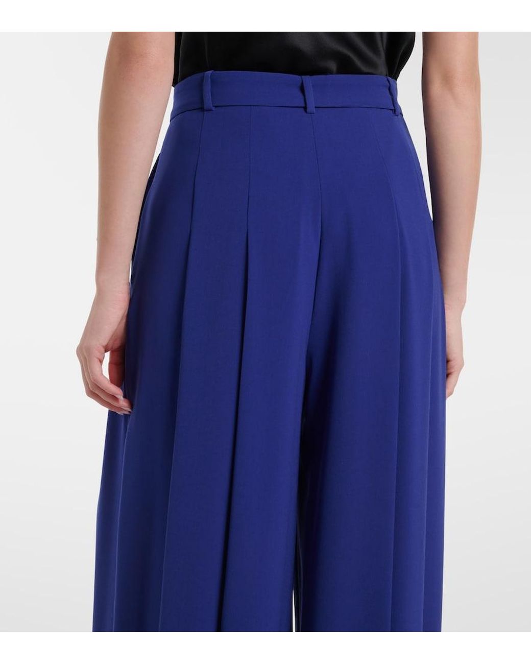 Max Mara Blue Valico Pleated Wide-Leg Pants
