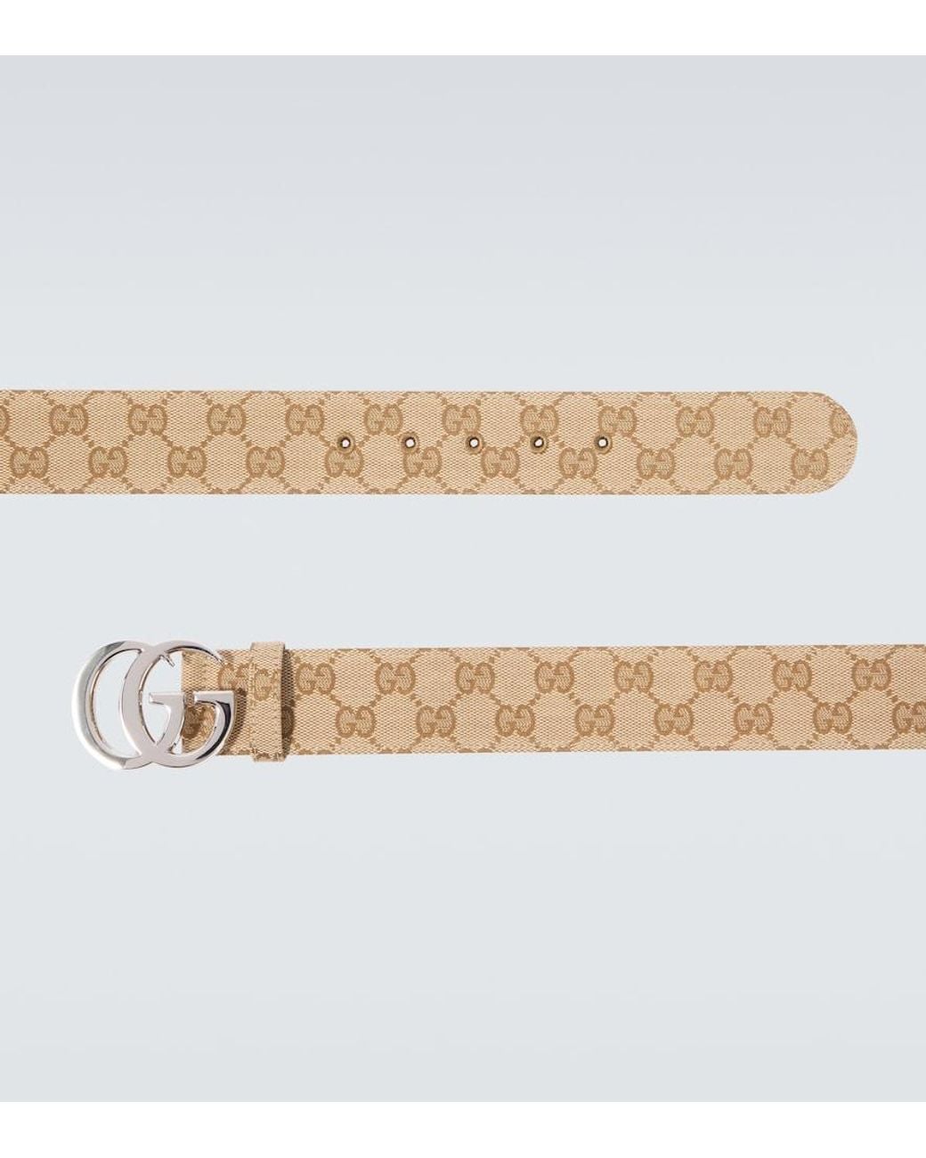 Gucci Brown Flat Marmont Gg Canvas Belt for men