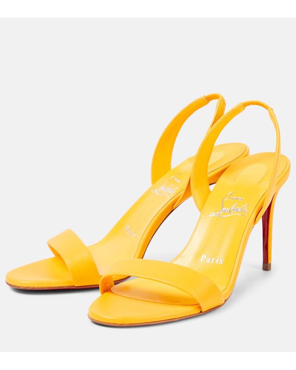 Christian Louboutin Yellow O Marylin 100 Leather Slingback Sandals