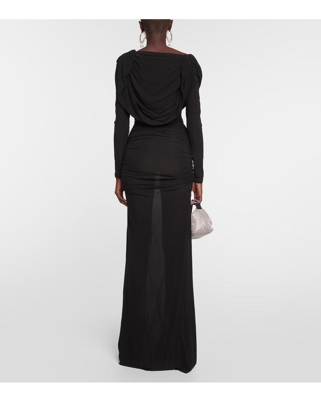 GIUSEPPE DI MORABITO Black Ruched Gown