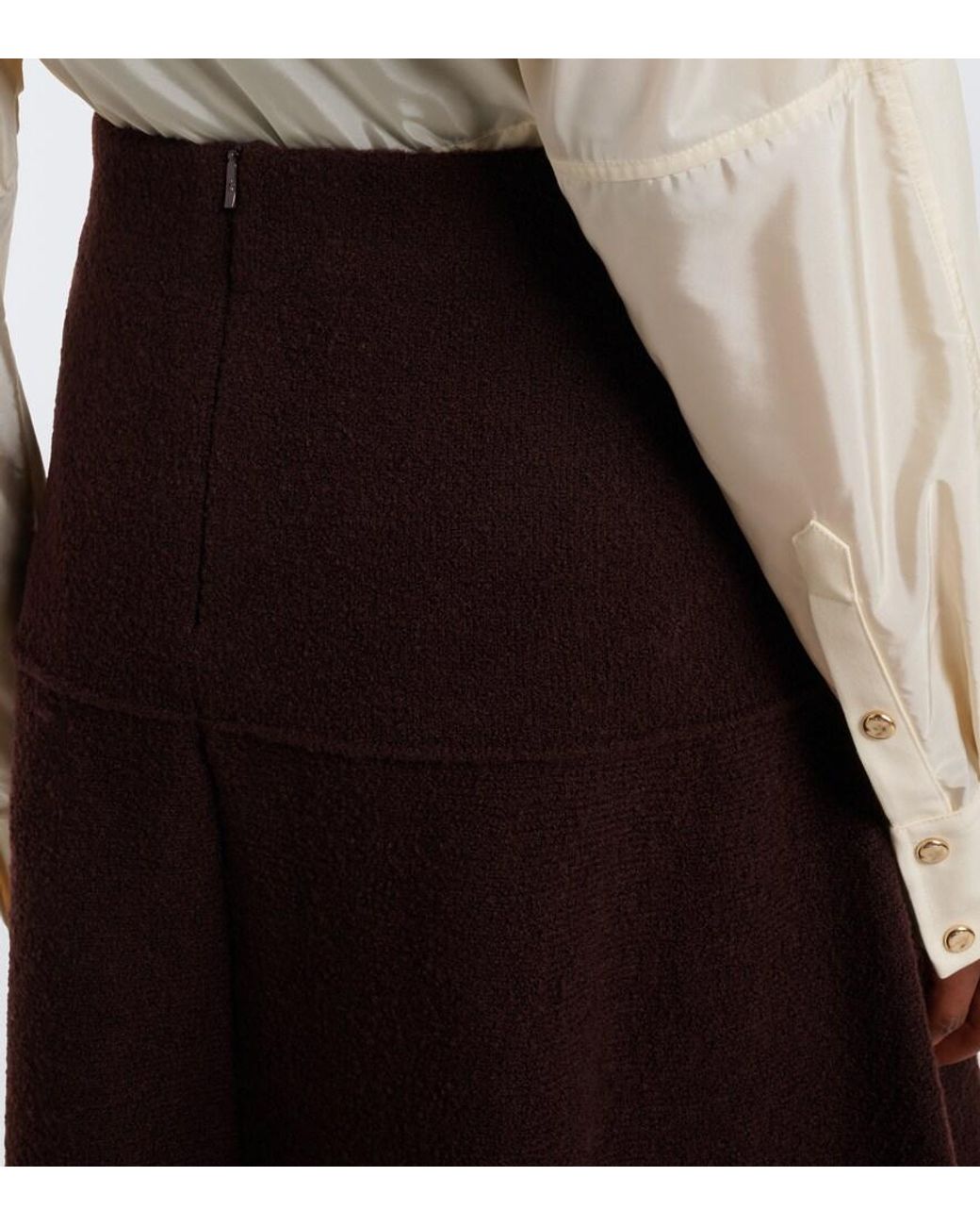 Moncler Purple Knitted Wool-Blend Midi Skirt