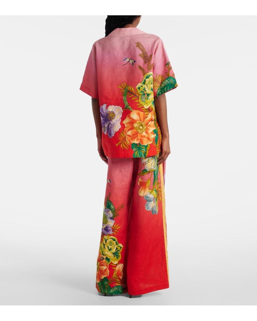 ALÉMAIS Red Inez Floral Linen Shirt