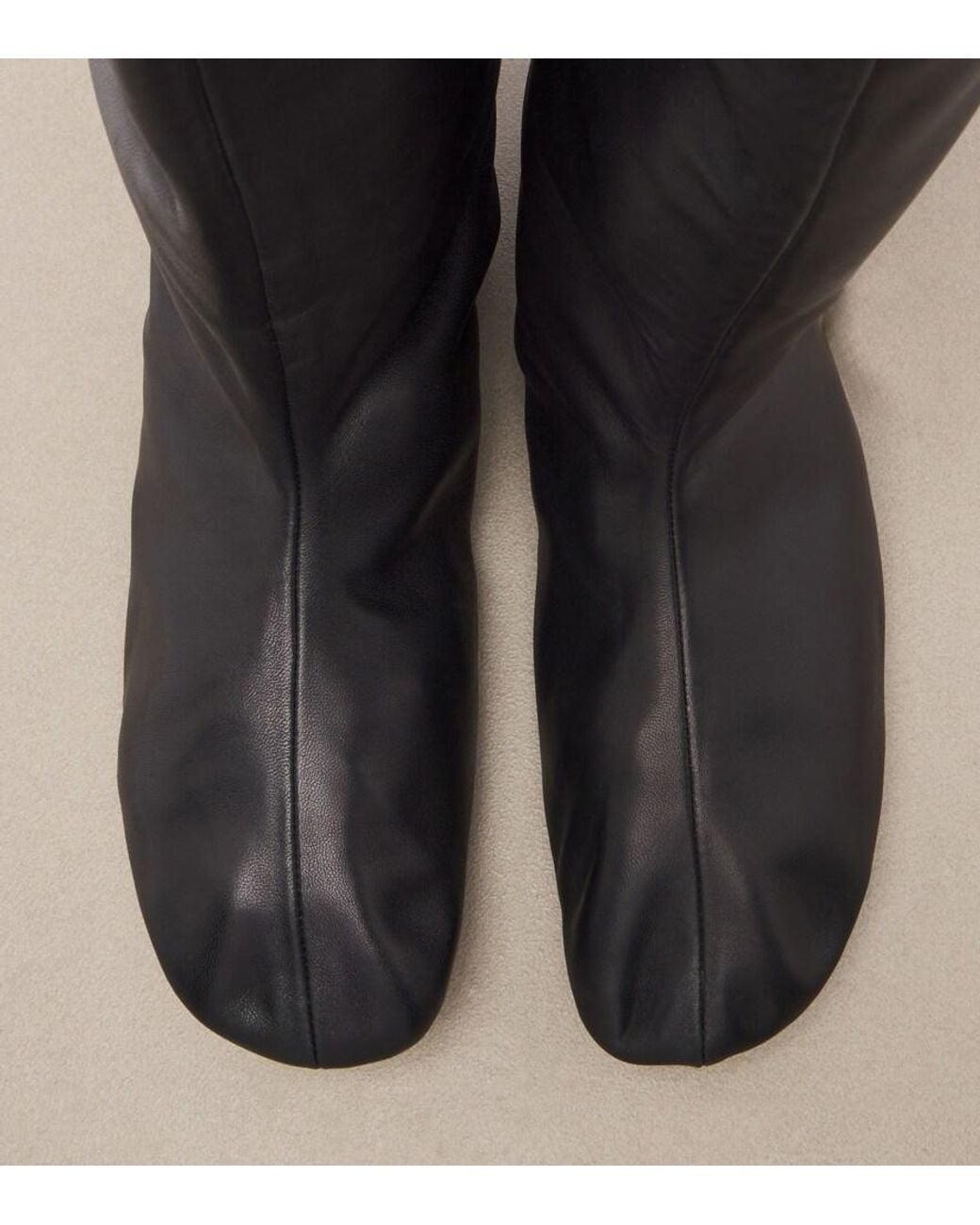 The Row Black Esther Leather Mid-Calf Boots