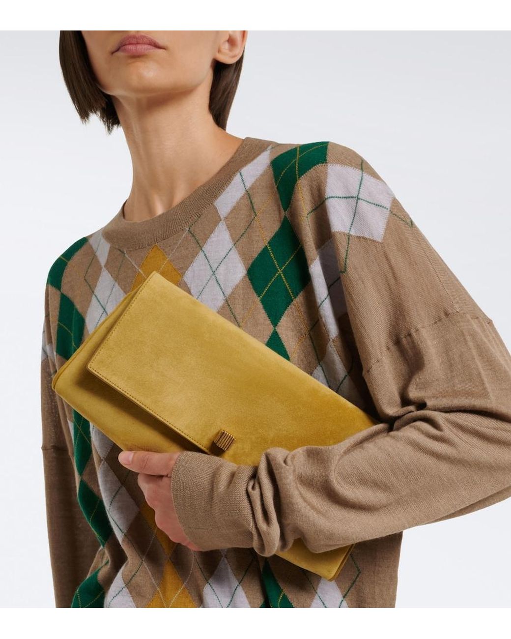 Khaite Natural Audrey Medium Suede Clutch