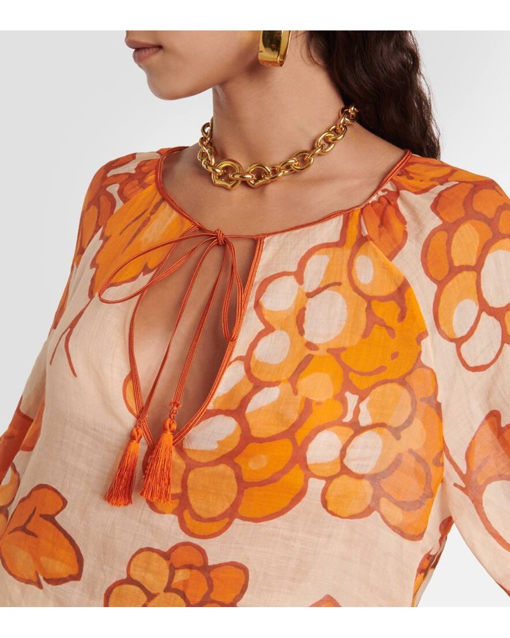 Etro Orange Printed Ramie Tunic