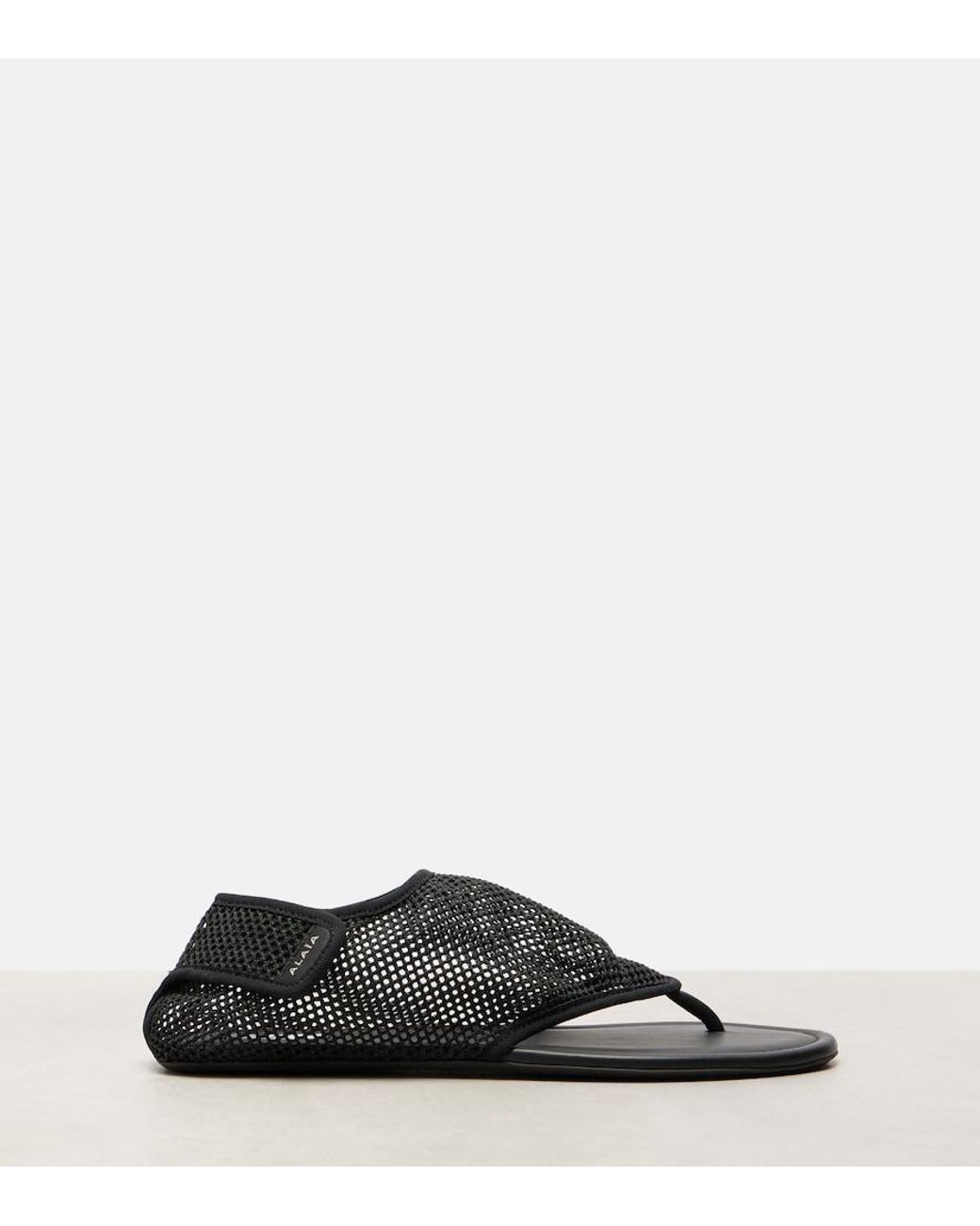 Alaïa Black Thong Fishnet Sandals
