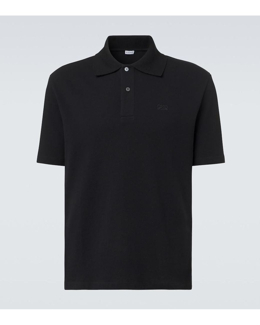 Loewe Black Double L Cotton Pique Polo Shirt for men