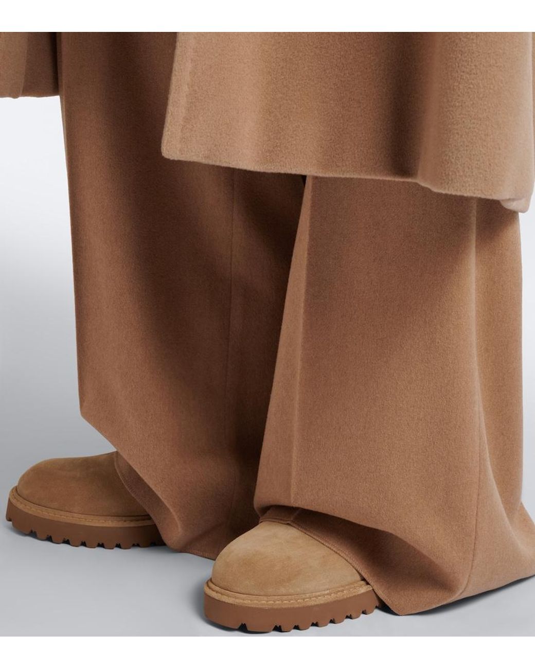 Max Mara Brown Cashmere-Trimmed Suede Combat Boots