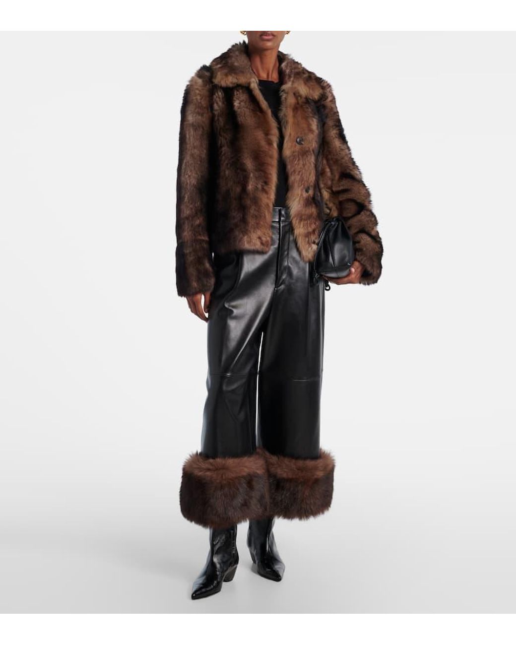 Yves Salomon Brown Cropped Shearling Jacket