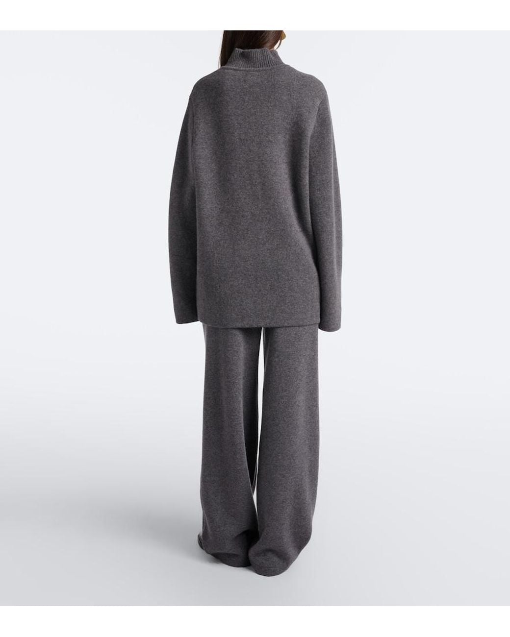 Lisa Yang Gray Veda Cashmere Barrel-Leg Pants