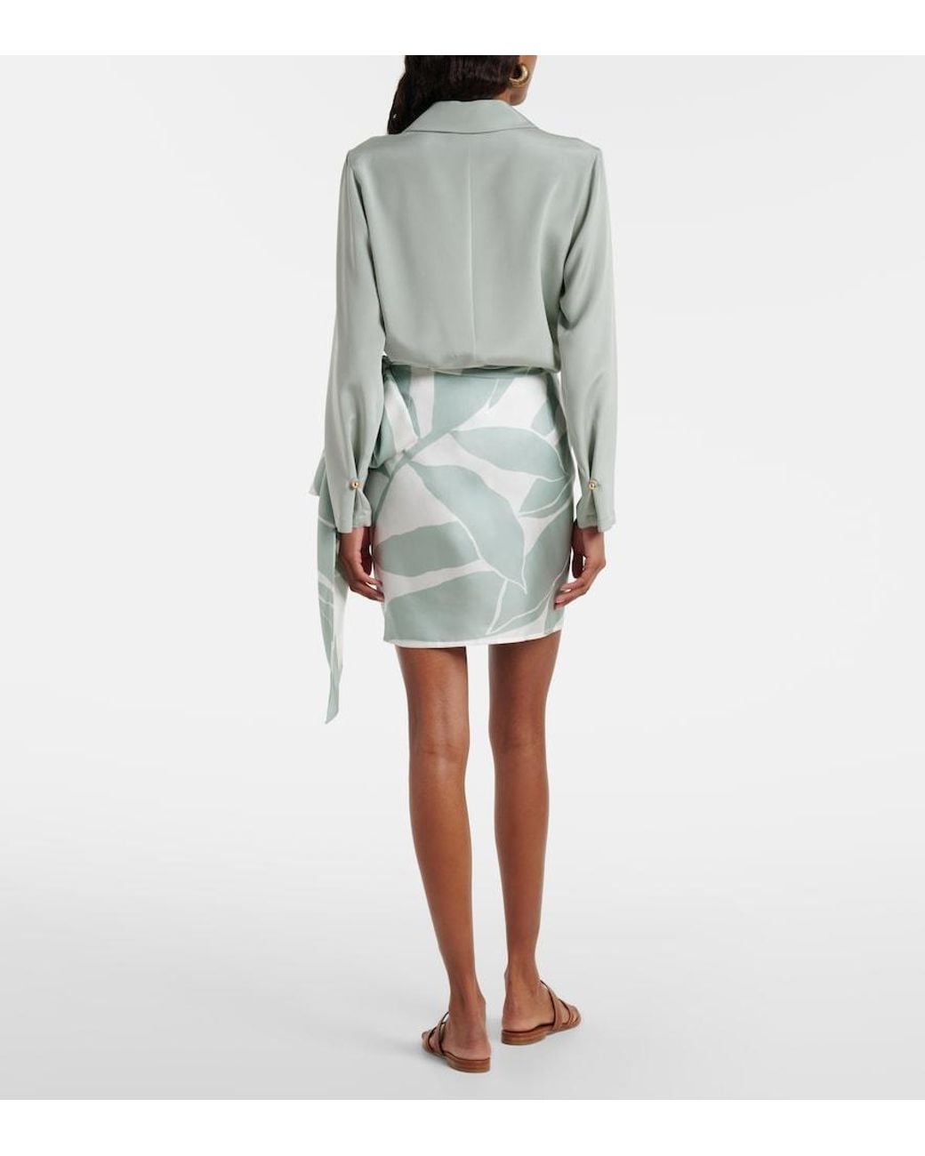 Max Mara Blue Strano Printed Silk Twill Miniskirt