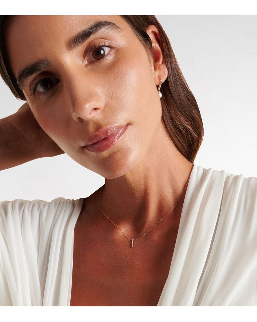 Mateo White 14Kt La Barre Necklace With Diamonds