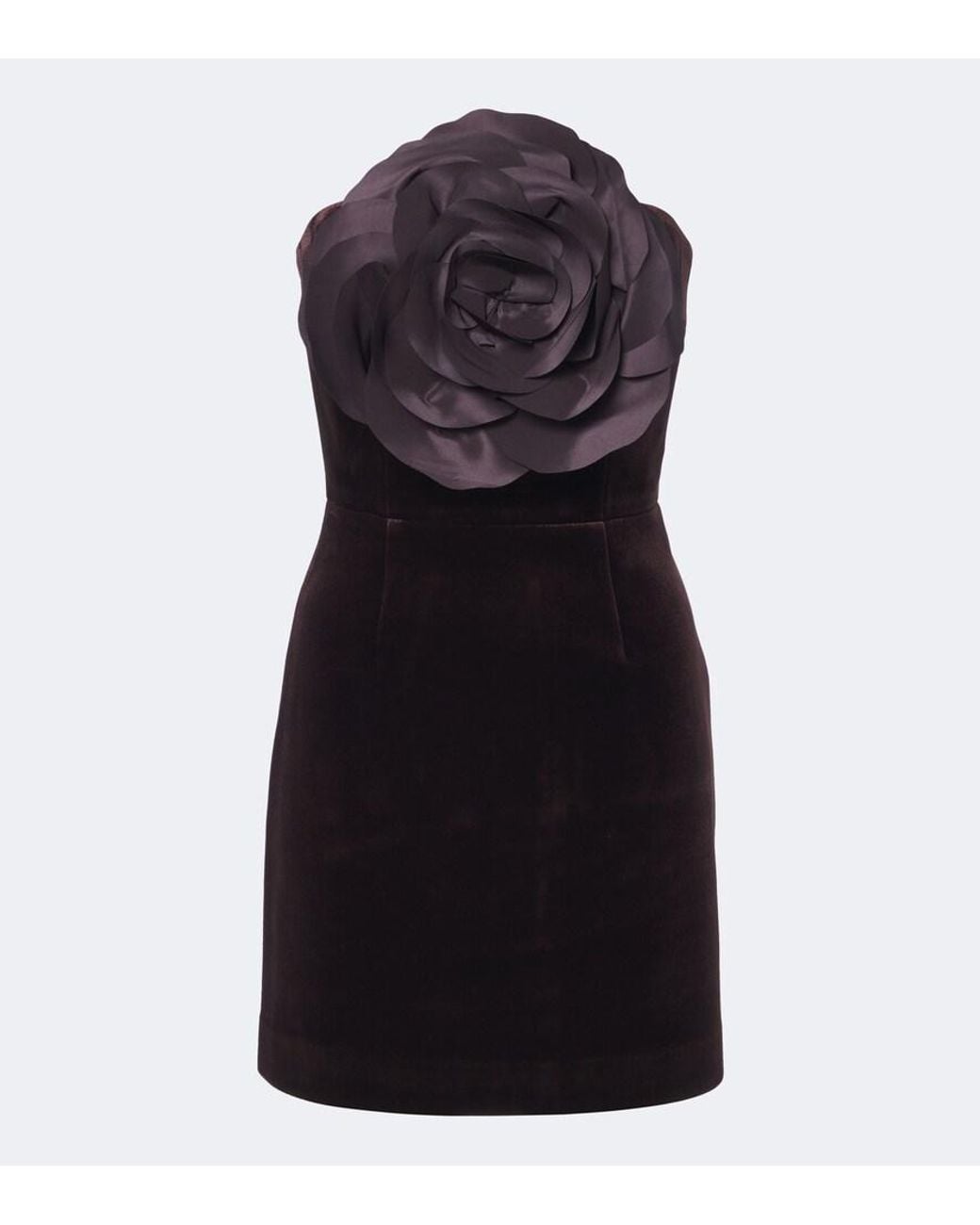 Rebecca Vallance Black Lois Floral-Applique Velvet Bustier Dress