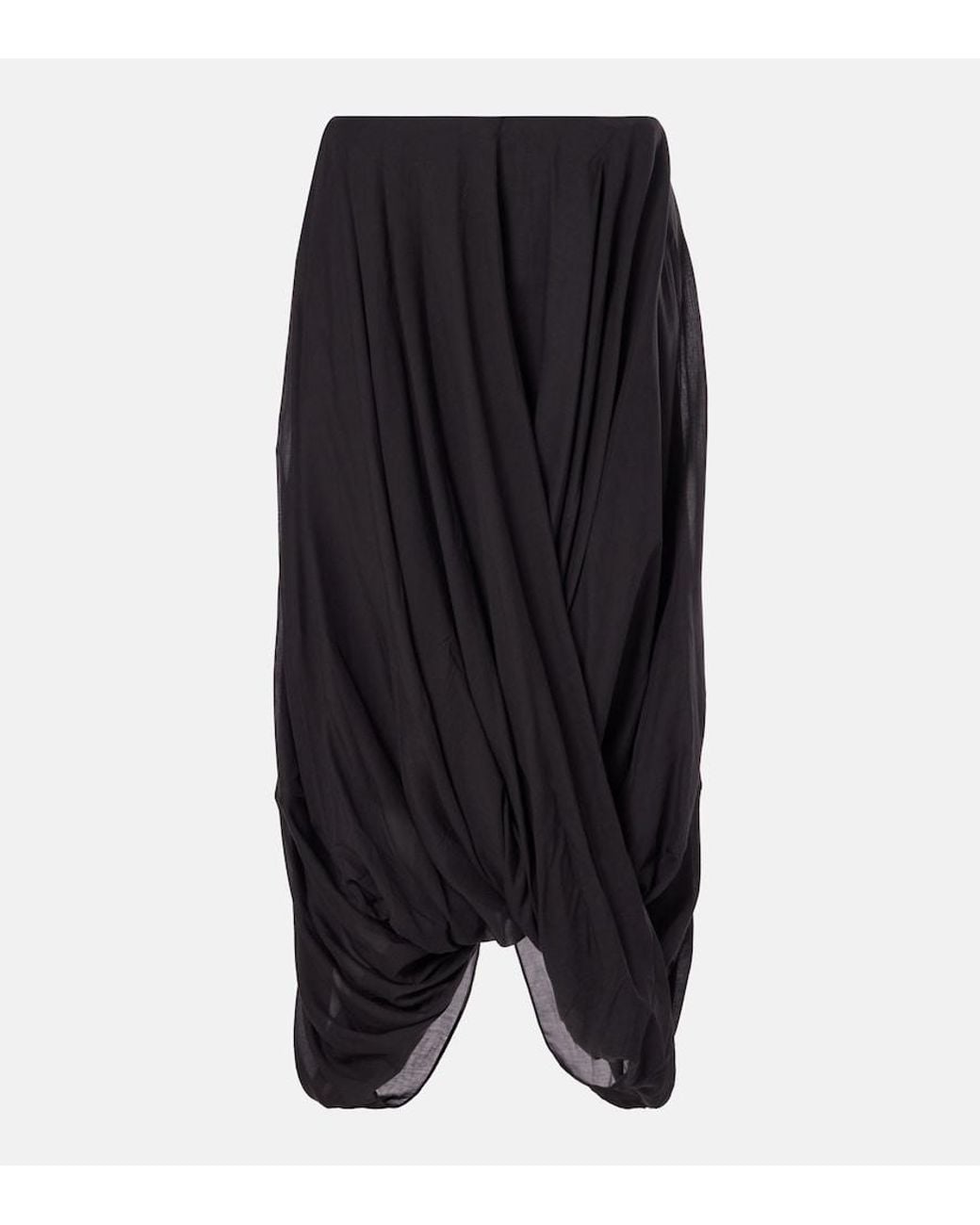 Totême Black Draped Midi Skirt