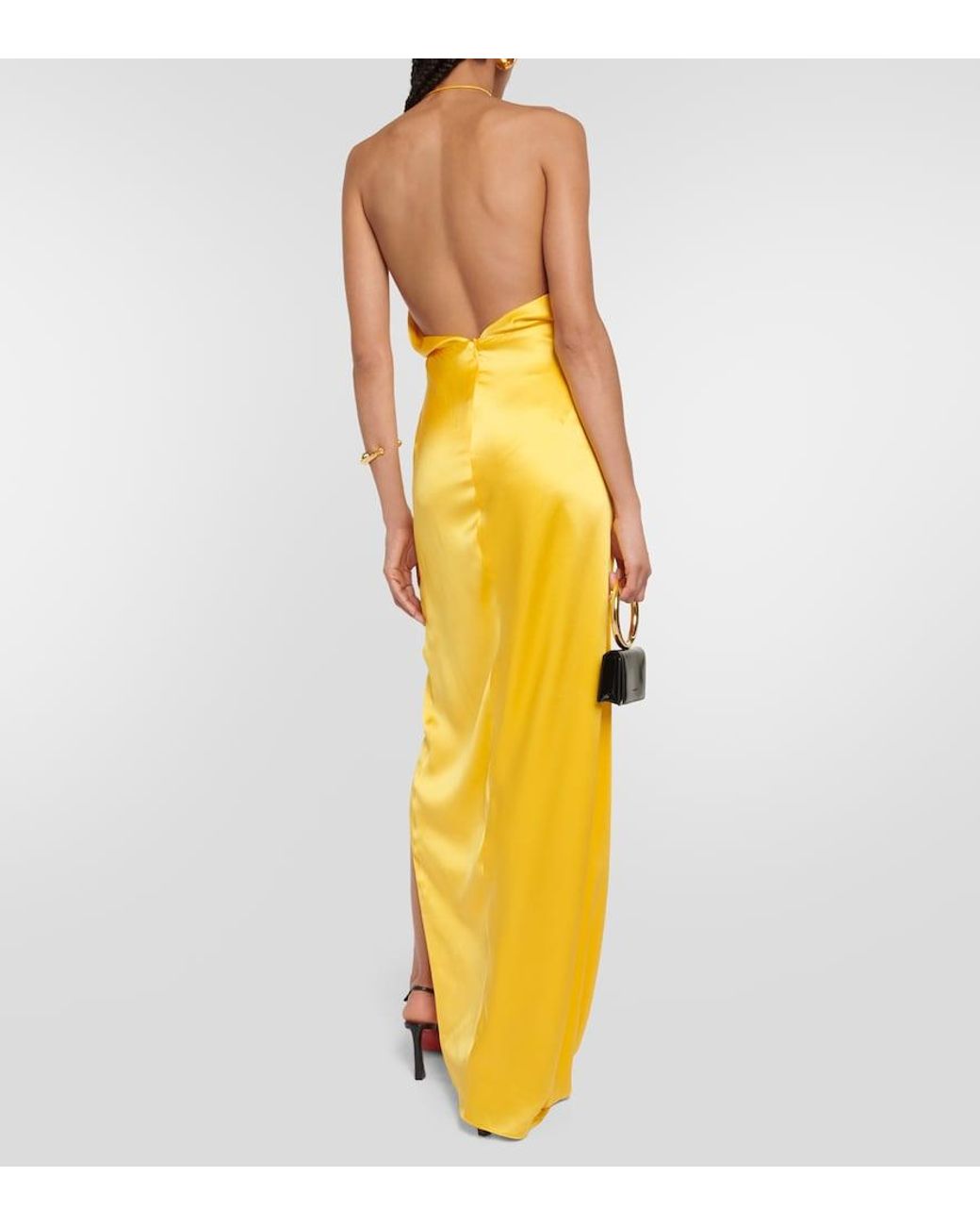 The Sei Metallic Halterneck Silk Charmeuse Gown