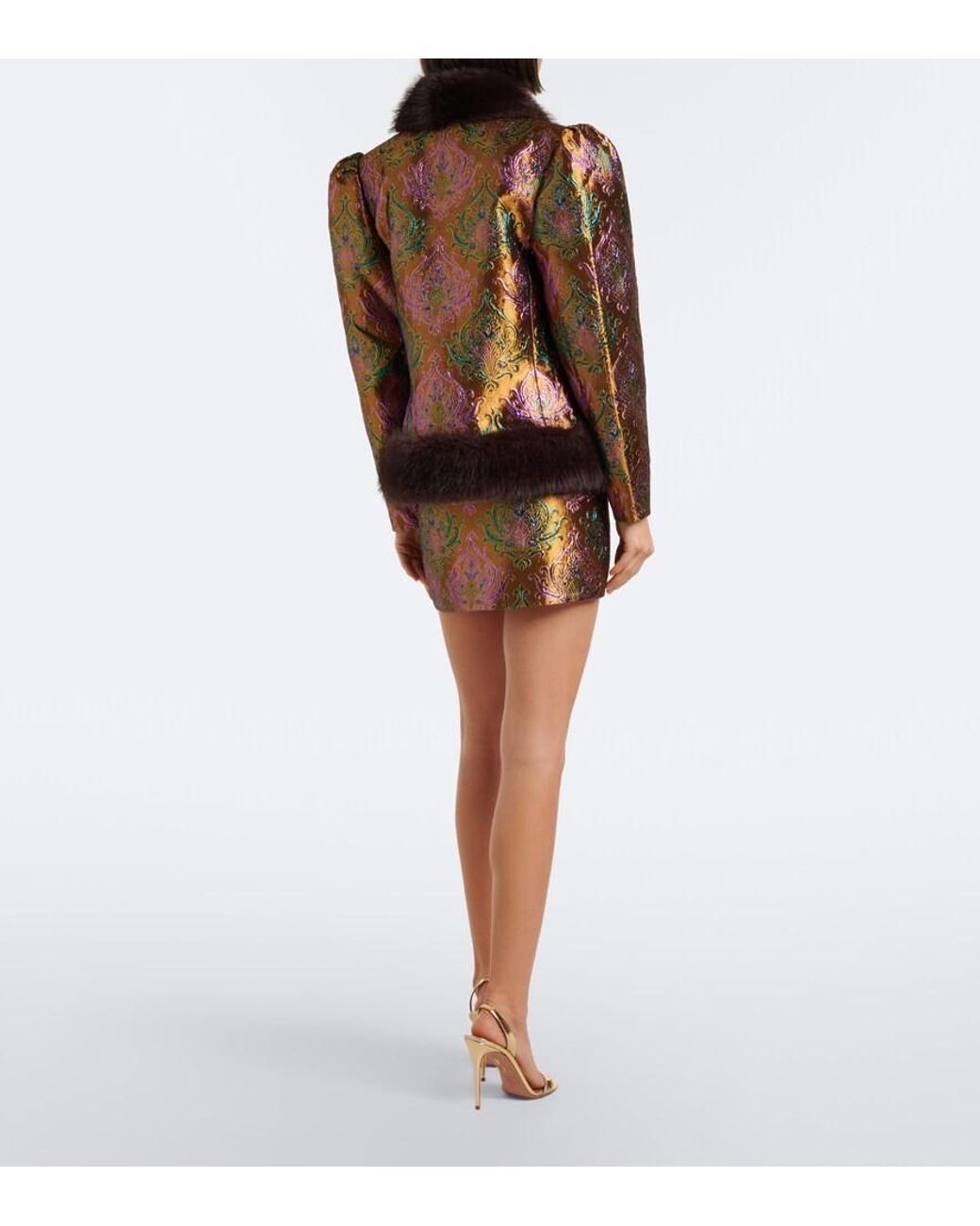 retroféte Multicolor Delphira Brocade Miniskirt