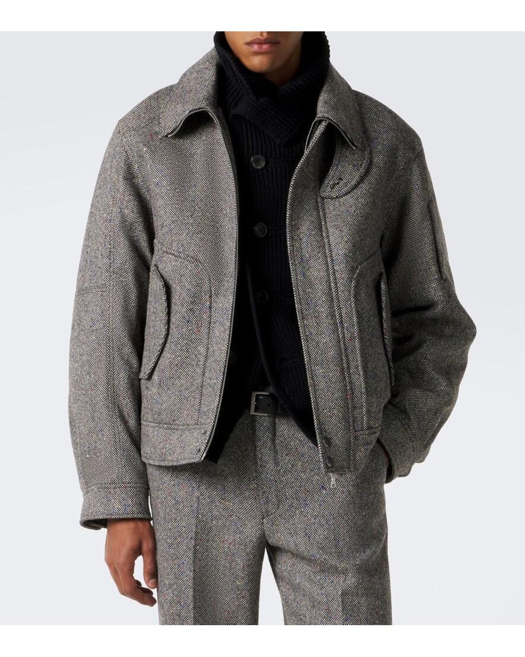Dries Van Noten Gray Checked Wool Jacket for men