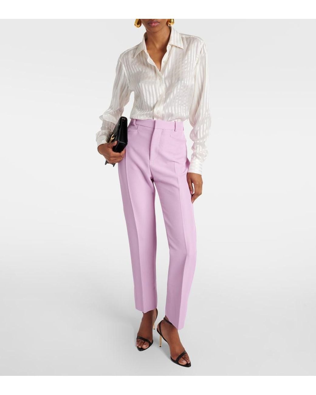 Tom Ford Pink Wool-Blend Slim Pants