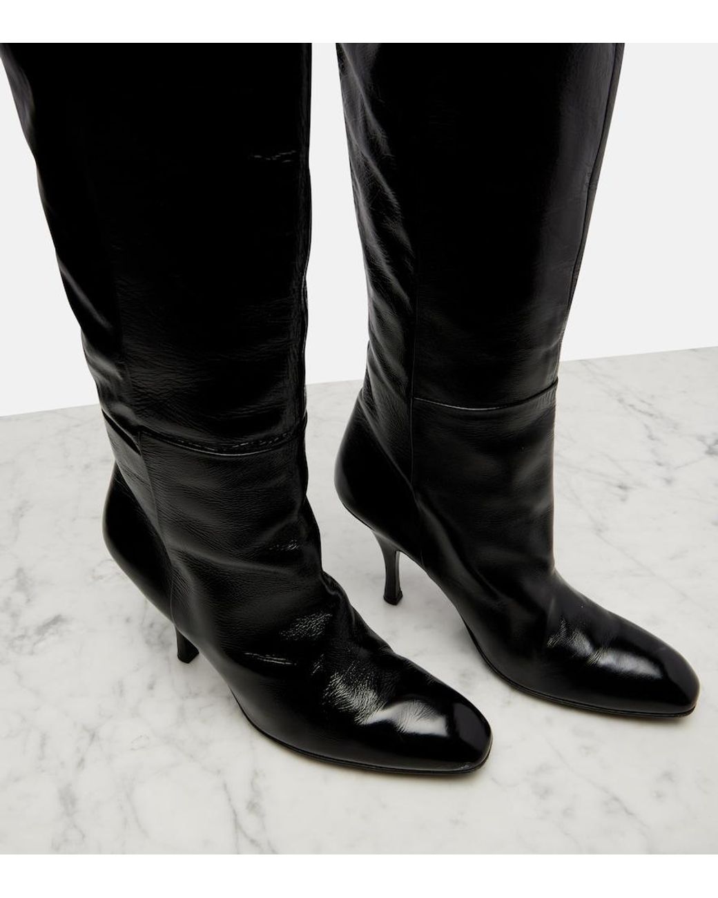 Khaite Black Colt 100 Leather Over-The-Knee Boots