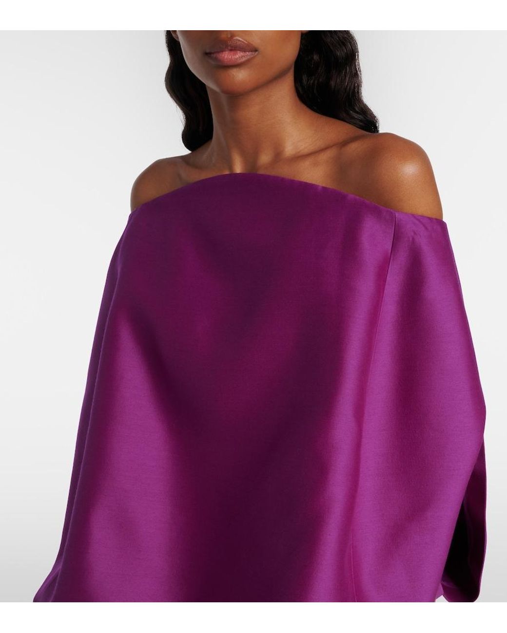 Balenciaga Purple Off-Shoulder Wool And Silk Minidress