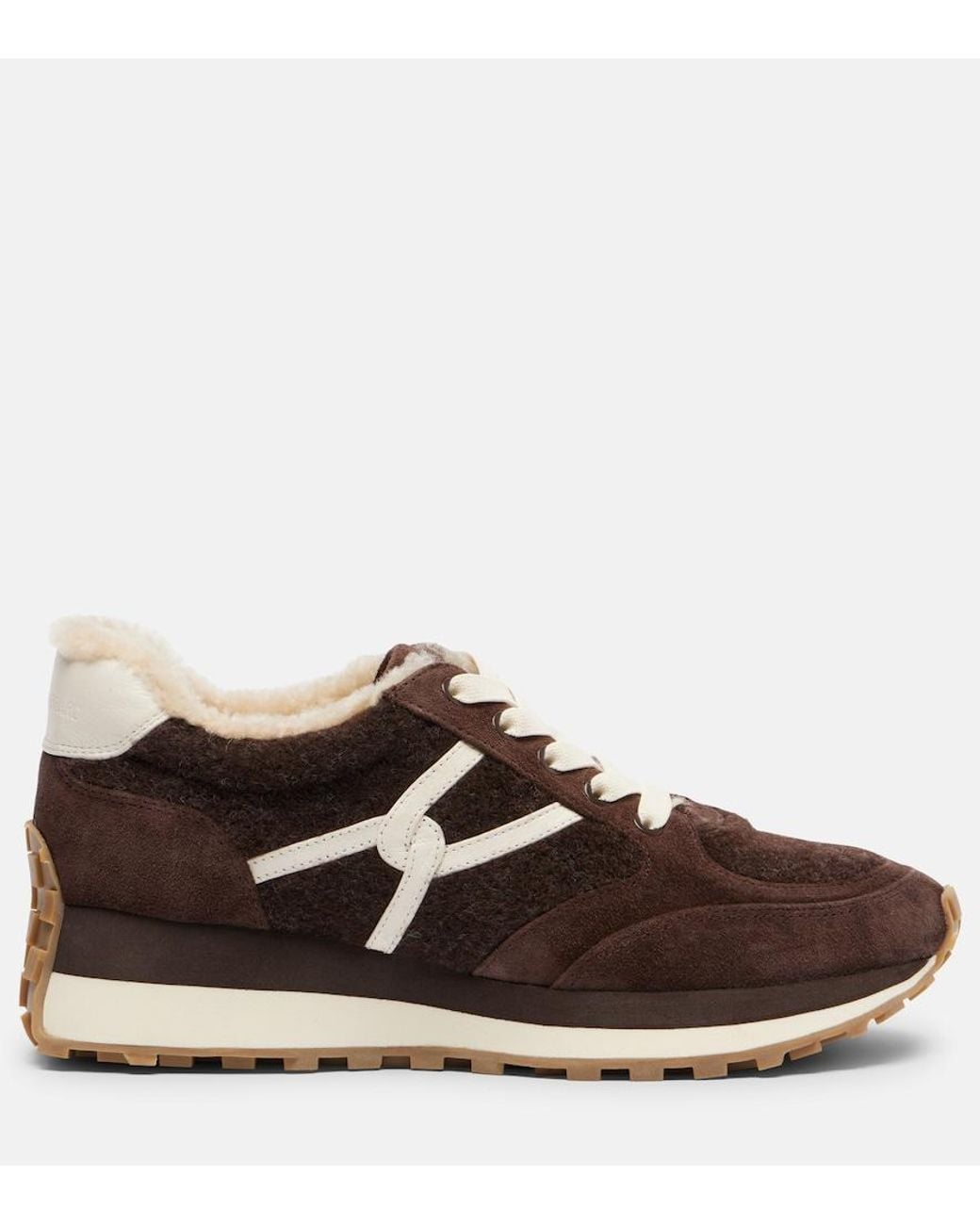 Veronica Beard Brown Valentina Suede-Trimmed Leather Sneakers