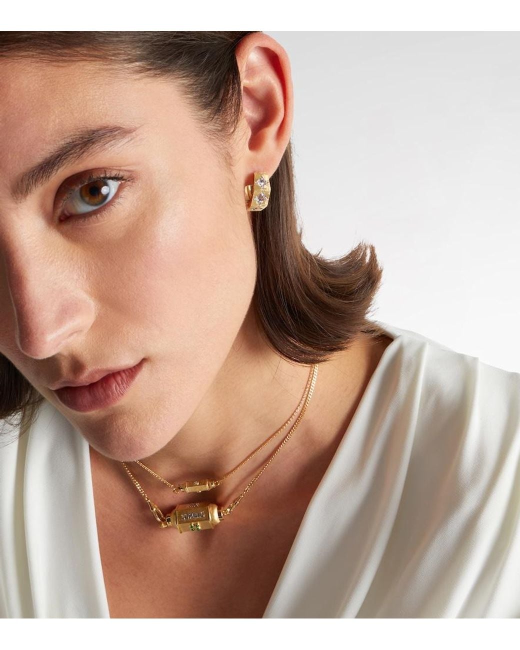Marie Lichtenberg Metallic Ecrou 18Kt Single Hoop Earring