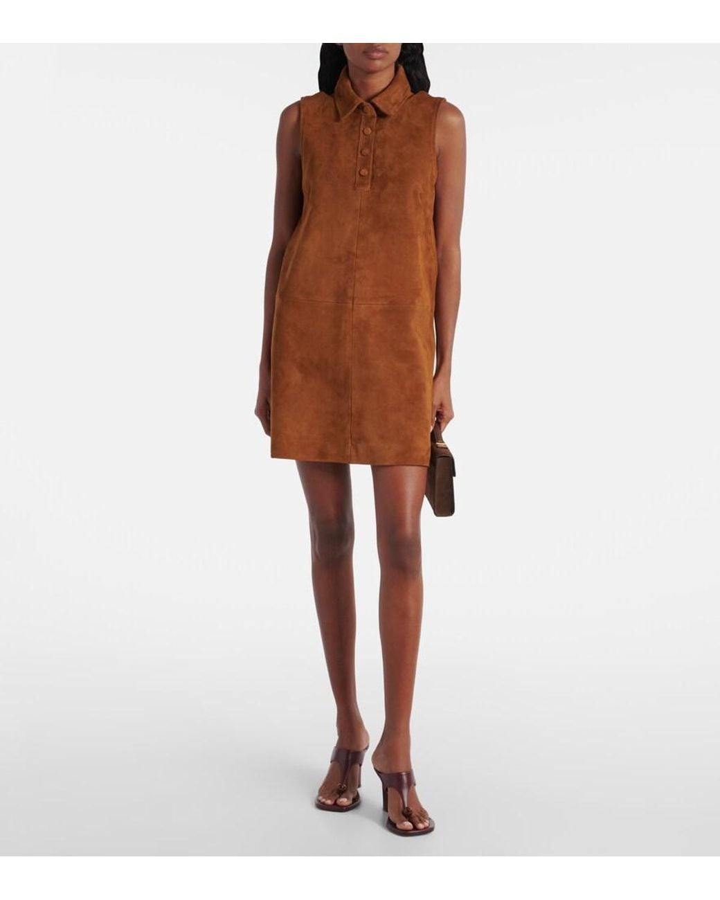 FRAME Brown The Suede City Suede Minidress