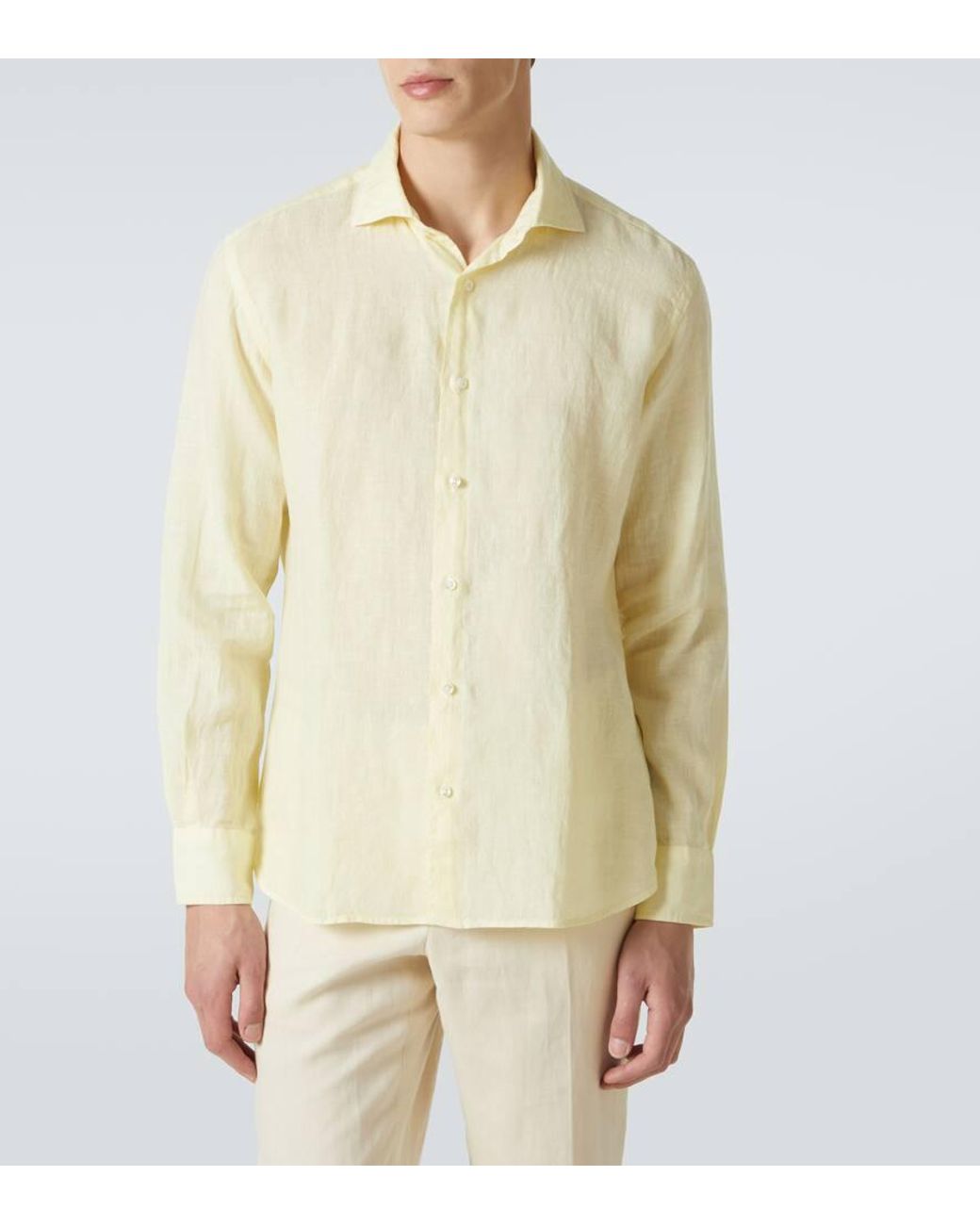 Thom Sweeney Yellow Linen Shirt for men