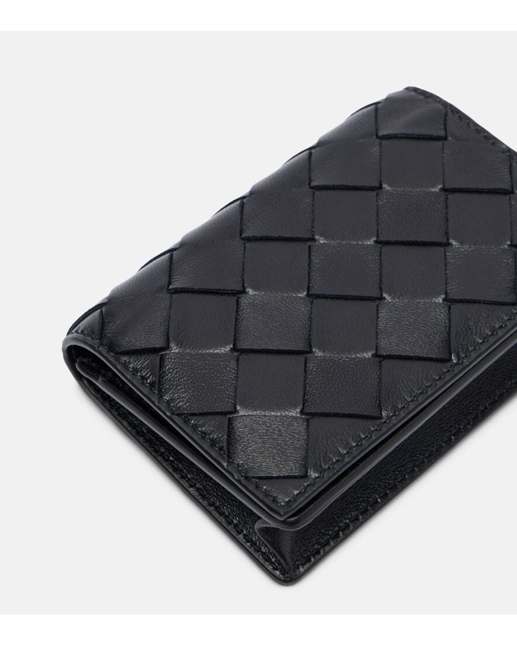 Bottega Veneta Black Intrecciato Leather Card Holder