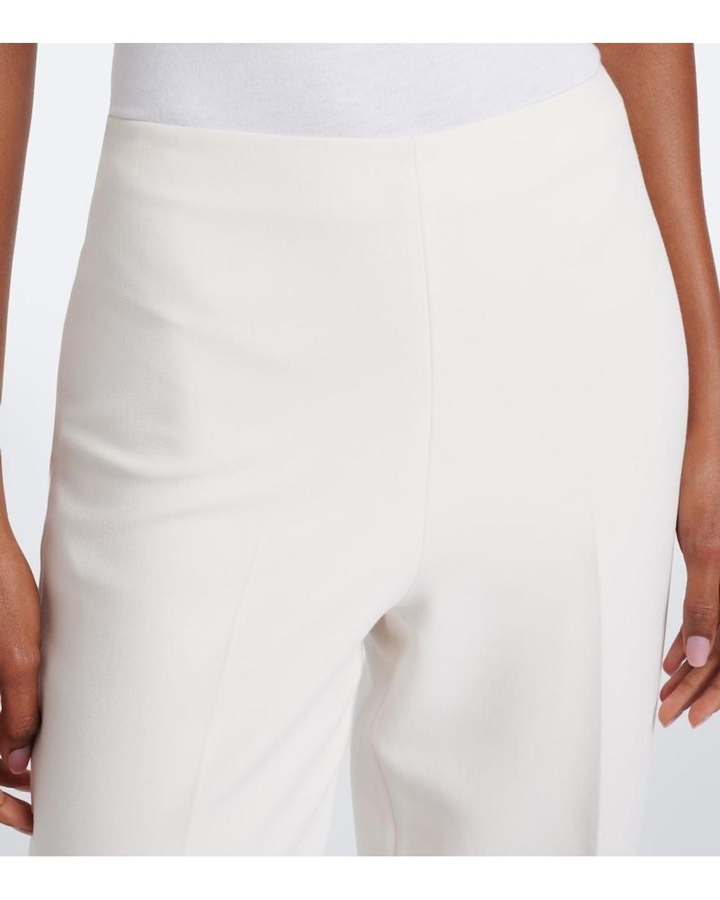 Roland Mouret White Crepe Wide-Leg Pants
