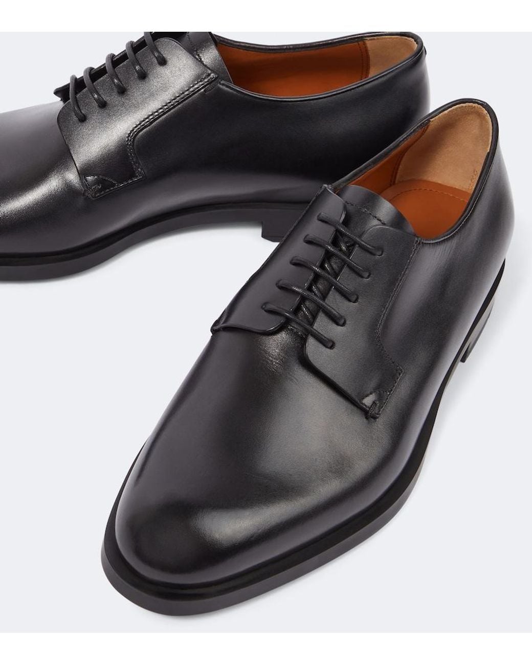 Zegna Black New Classic Flex Leather Derby Shoes for men