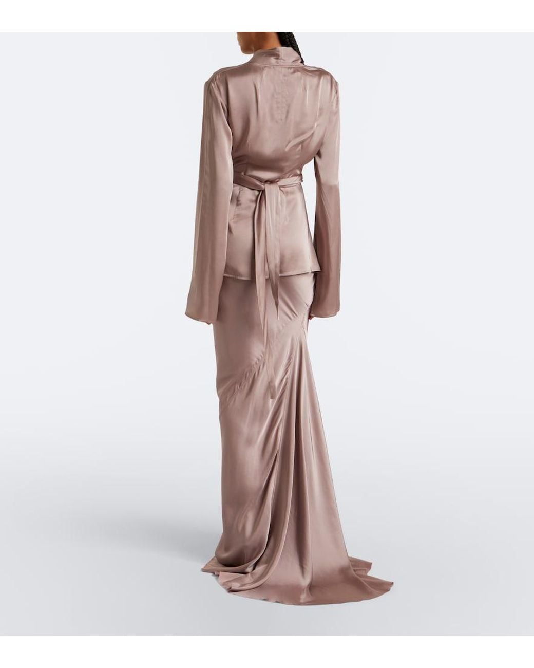 Rick Owens Pink Coda Satin Maxi Skirt